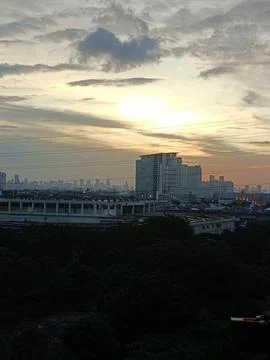 View of dramatic sky during twilight Stock Photos