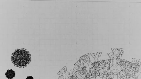 A view of a drawing covid 19 molecules Stock Footage 155223566