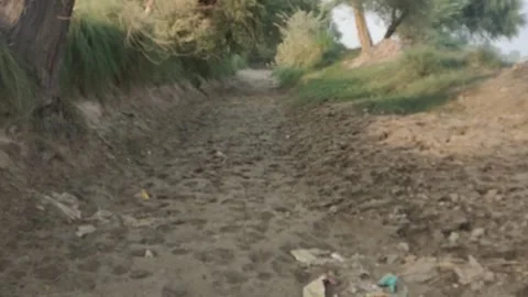 View of the dried up canal Stock Footage 165104256