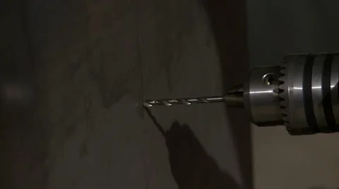 View of drill breaks through wall Stock Footage 68685444