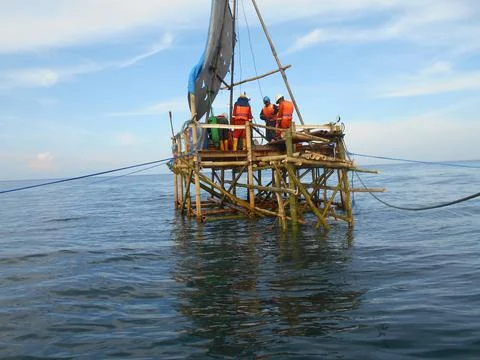 View of drilling in the sea Stock Photos