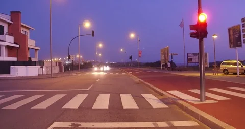 View of driver, road with traffic light - Vista de condutor, estrada e semáforos Stock Footage 77723854