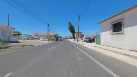 View from the driver's perspective from inside a stopped car onto the road and b Stock Footage 325223516