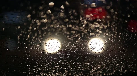 View from the drivers seat to the windshield at night Stock Footage 41829291