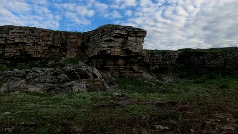 View from driving car on plateau composed of shales, sandstones and limestones Stock-Footage 219395464