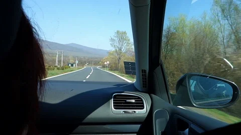 View of driving from a moving car Stock Footage 128237912