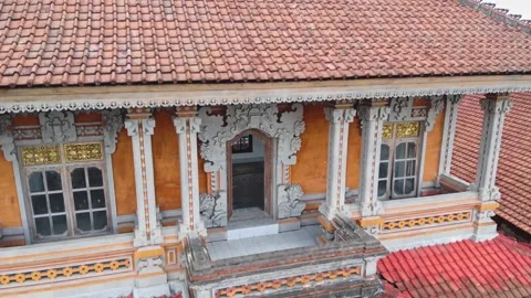 The view from the drone from above on the red tiled roof. 스톡 동영상 195278753