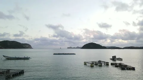 View from the drone to the beach and boats Stock Footage 237735685