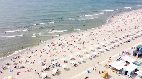 View from the drone to the beach of the baltic sea Stock Footage 157374050