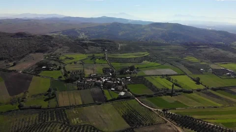 View from drone beautiful, green fields Stock Footage 149121812