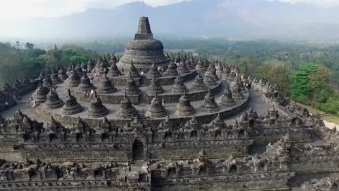 View from the drone of Borobudur temple Vídeos de archivo 219915035