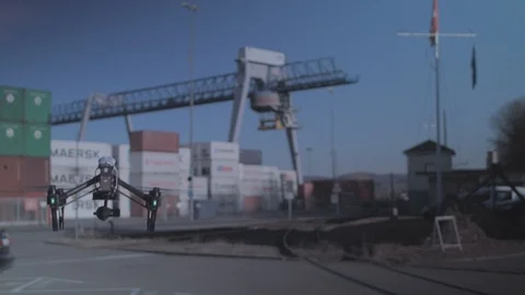 View Of Drone With Camera Flying over The Birsfelden area. Stock Footage 120879629