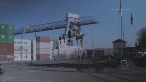 View Of Drone With Camera Flying over The Birsfelden area. Stock Footage 120879801