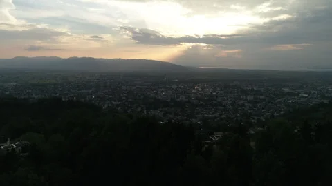 View from a drone of the city of Dornbirn Stock Footage 266793920
