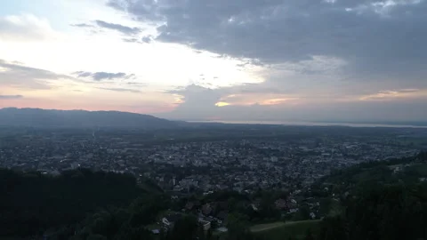 View from a drone of the city of Dornbirn Stock Footage 266795728