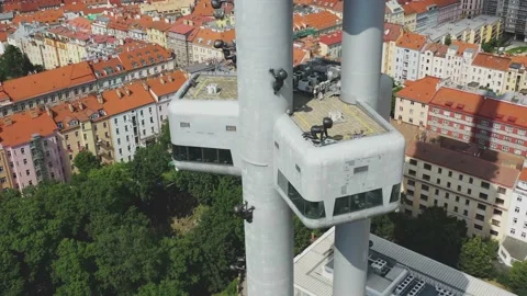 View from the drone to the Czech Republic. Great view of the old town. Drone  Stock Footage 136182453
