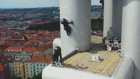 View from the drone to the Czech Republic. Great view of the old town. Drone  Stock Footage 136182575