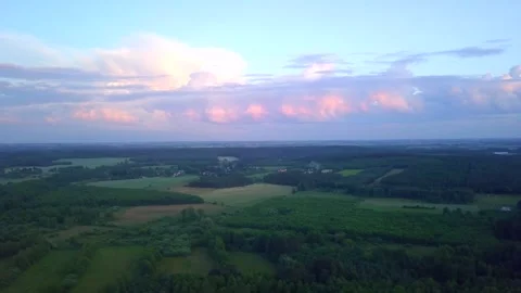 View from drone, evening summer polish countryside landscape. Stock Footage 244768578