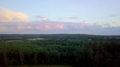 View from drone, evening summer polish countryside landscape. Stock Footage 244768613