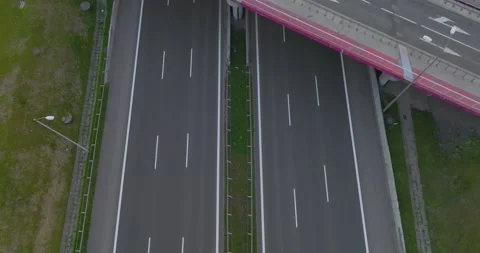 View from the drone on the highway and the expressway. Traffic concept, passi Video stock 188091478