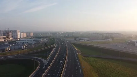 View from the drone on the highway Stock Footage 157860747
