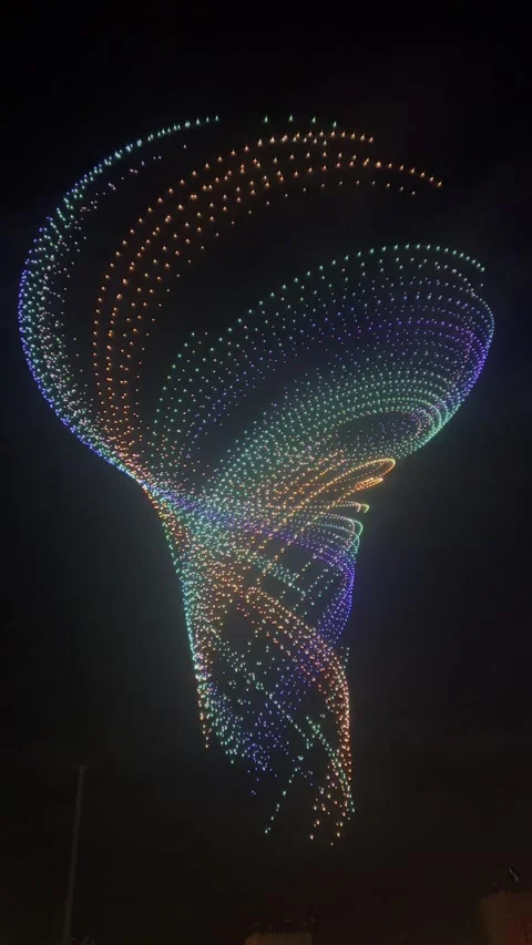 View of drone light show at Sheikh Zayed Festival, United Arab Emirates. 库存影片 341453330