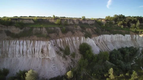 View from the drone. Limestone, chalk quarries, ravines. Видео 149296153