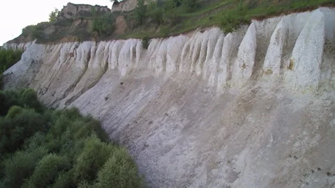 View from the drone. Limestone, chalk quarries, ravines. Видео 149296181