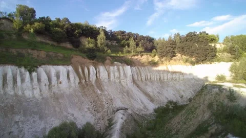 View from the drone. Limestone, chalk quarries, ravines. Видео 149296201