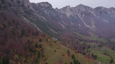 View from the drone of the mountains in autumn. Stock Footage 220676087