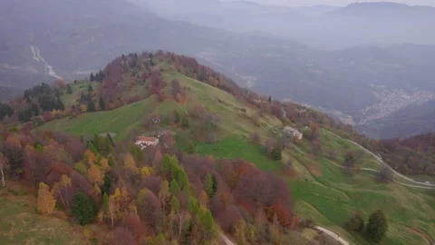 View from the drone of the mountains in autumn. Stock Footage 220676132