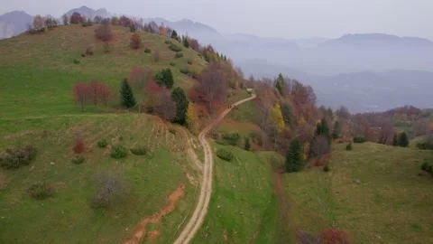 View from the drone of the mountains in autumn. Stock Footage 220676136