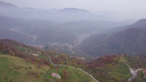 View from the drone of the mountains in autumn. Stock Footage 220676160