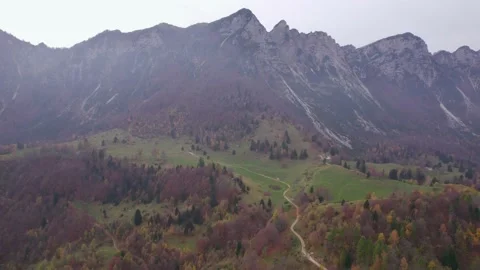 View from the drone of the mountains in autumn. Stock Footage 220676174