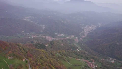 View from the drone of the mountains in autumn. Stock Footage 220676179