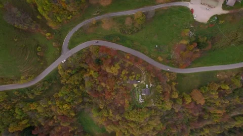 View from the drone of the mountains in autumn. Stock Footage 220676188