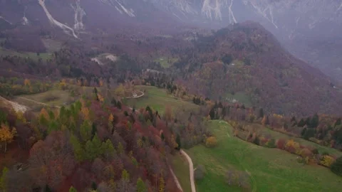 View from the drone of the mountains in autumn. Stock Footage 220676199
