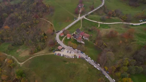 View from the drone of the mountains in autumn. Stock Footage 220676209