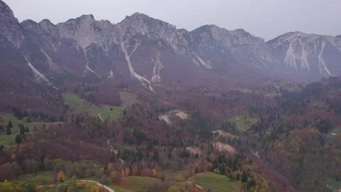 View from the drone of the mountains in autumn. Stock Footage 220676231