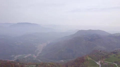 View from the drone of the mountains in autumn. Stock Footage 220676239
