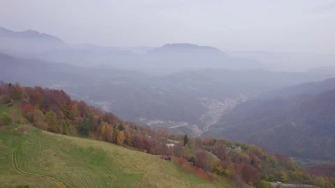 View from the drone of the mountains in autumn. Stock Footage 220676246