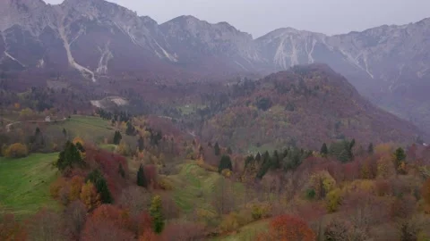 View from the drone of the mountains in autumn. Stock Footage 220676271