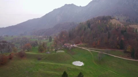 View from the drone of the mountains in autumn. Stock Footage 220676283