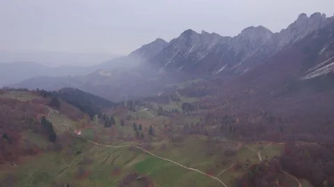 View from the drone of the mountains in autumn. Stock Footage 220676354