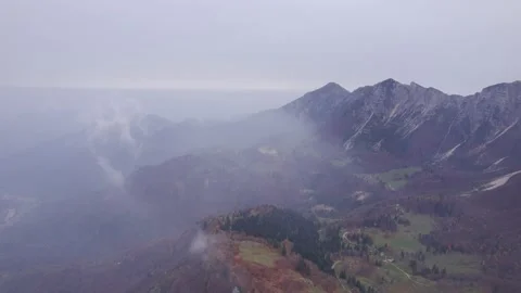 View from the drone of the mountains in autumn. Stock Footage 220676380