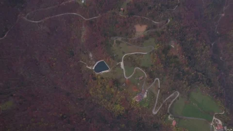 View from the drone of the mountains in autumn. Stock Footage 220676382