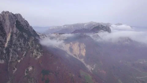 View from the drone of the mountains in autumn. Stock Footage 220676456