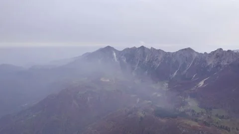 View from the drone of the mountains in autumn. Stock Footage 220676477