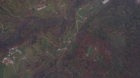 View from the drone of the mountains in autumn. Stock Footage 220676483