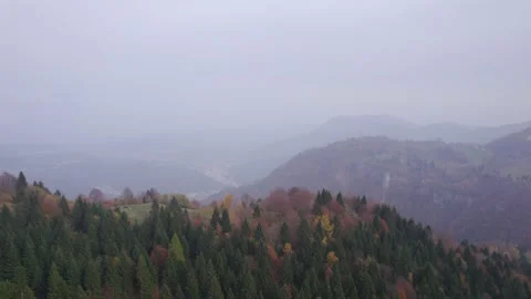 View from the drone of the mountains in autumn. Stock Footage 220676551
